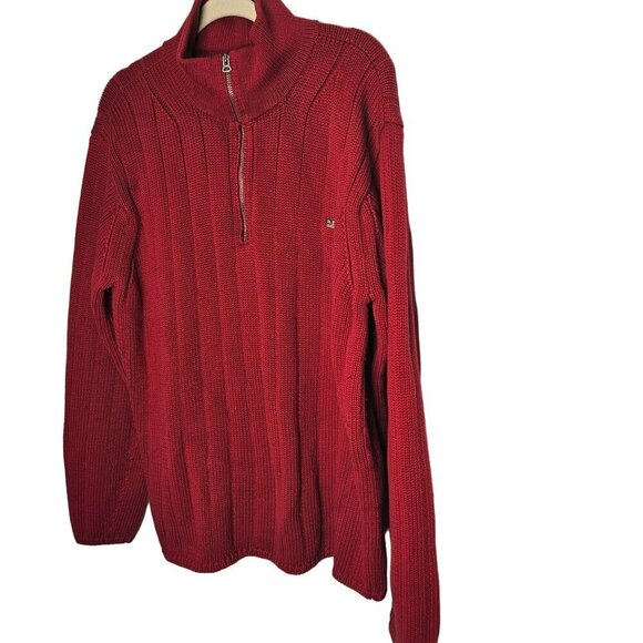 Vtg 90s Polo Ralph Lauren Flag Logo Red Cotton‎ Knit Pullover Sweater Mens Sz XL - Picture 6 of 15